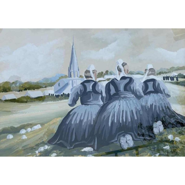 Thierry GUILLEMOT (1957-) « Procession à Sainte Anne la Palud Bretagne » olie