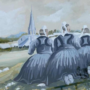 Thierry GUILLEMOT (1957-) « Procession à Sainte Anne la Palud Bretagne » olie