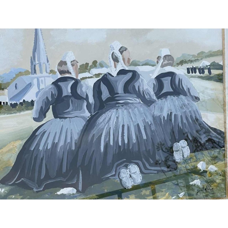 Thierry GUILLEMOT (1957-) « Procession à Sainte Anne la Palud Bretagne » olie