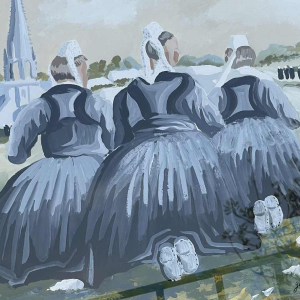 Thierry GUILLEMOT (1957-) « Procession à Sainte Anne la Palud Bretagne » olie