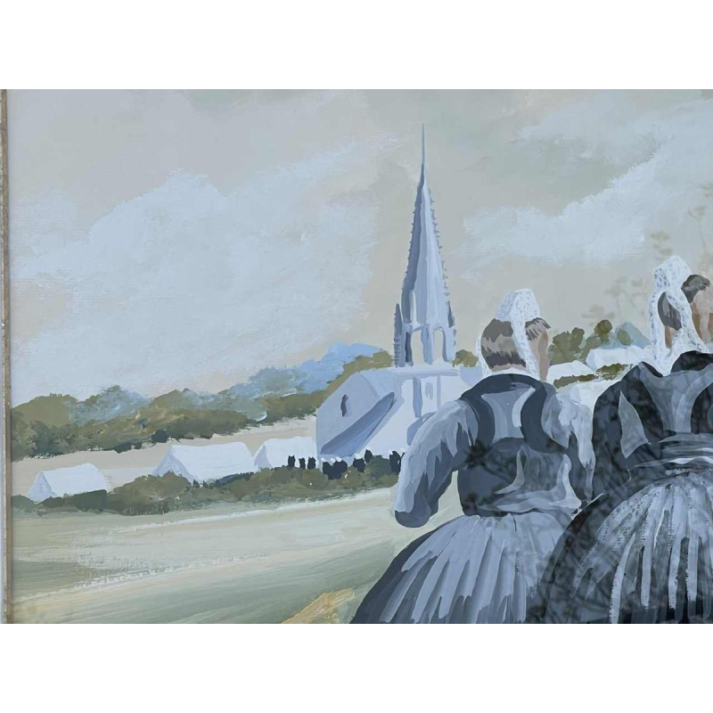 Thierry GUILLEMOT (1957-) « Procession à Sainte Anne la Palud Bretagne » olie