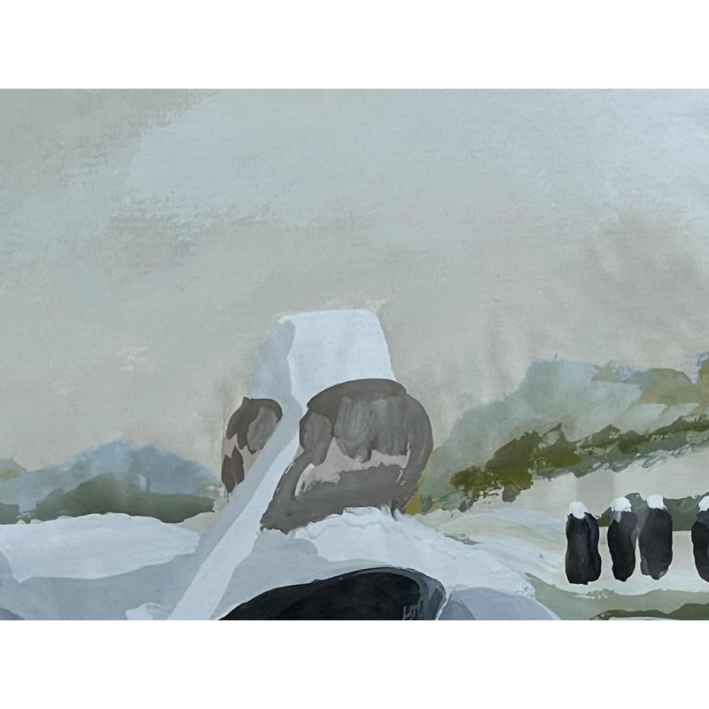 Thierry GUILLEMOT (1957-) «Procession à Sainte Anne la Palud en Bretagne » huile