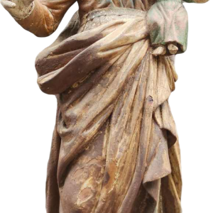 Polychrome wooden statue of Saint Joseph and the infant Jesus, 18th century sculpture
