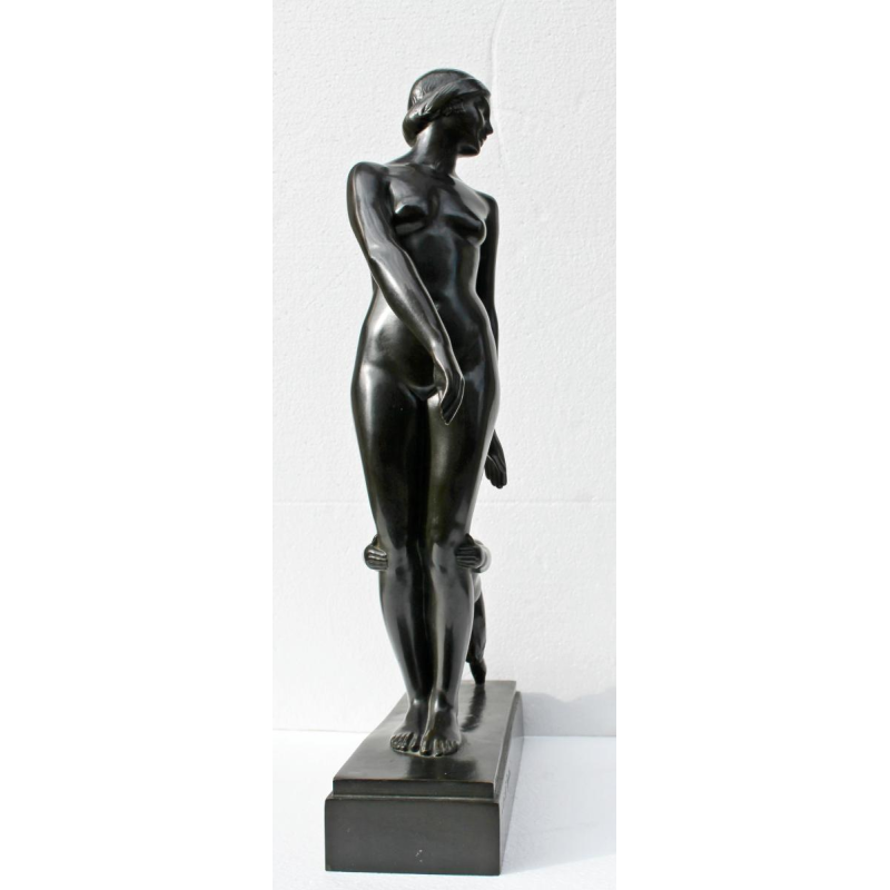 JEUNE FEMME ET FAUNE,BRONZE ART-DECO PAUL SILVESTRE