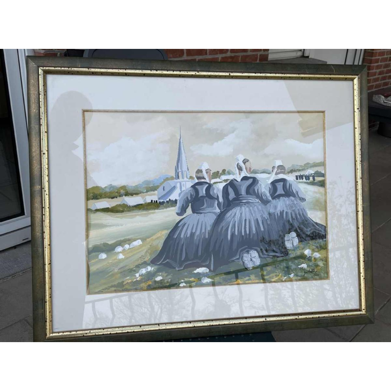 Thierry GUILLEMOT (1957-) « Procession à Sainte Anne la Palud Bretagne » olie