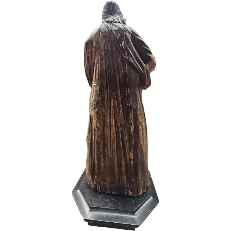 Polychroom houten beeld van Sint Jozef en het kindje Jezus, 18e eeuwse sculptuur