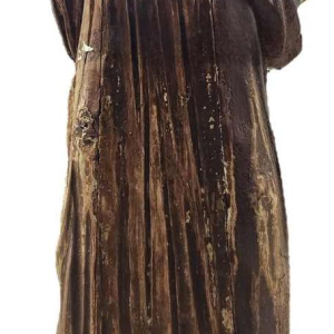 Polychroom houten beeld van Sint Jozef en het kindje Jezus, 18e eeuwse sculptuur