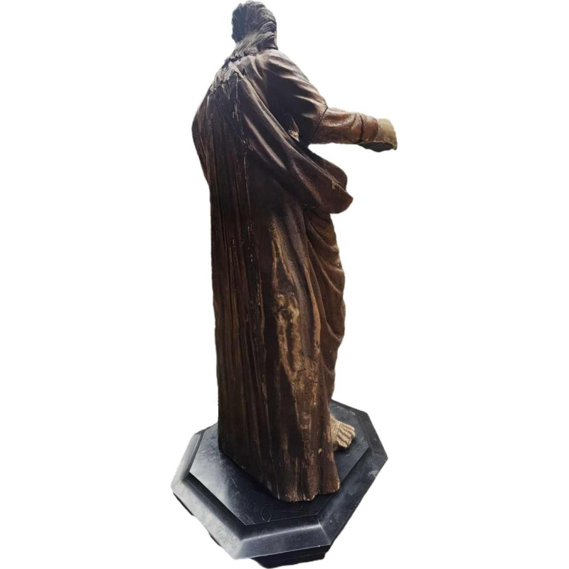 Statue en bois polychrome, Saint-Joseph et l'enfant Jésus, sculpture 18ème s