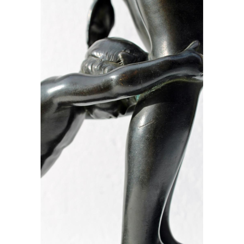 JEUNE FEMME ET FAUNE,BRONZE ART-DECO PAUL SILVESTRE