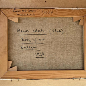 Jacques Vander Elst (1925-1991): « Marais salants Batz s/mer Bretagne 1974 » hst