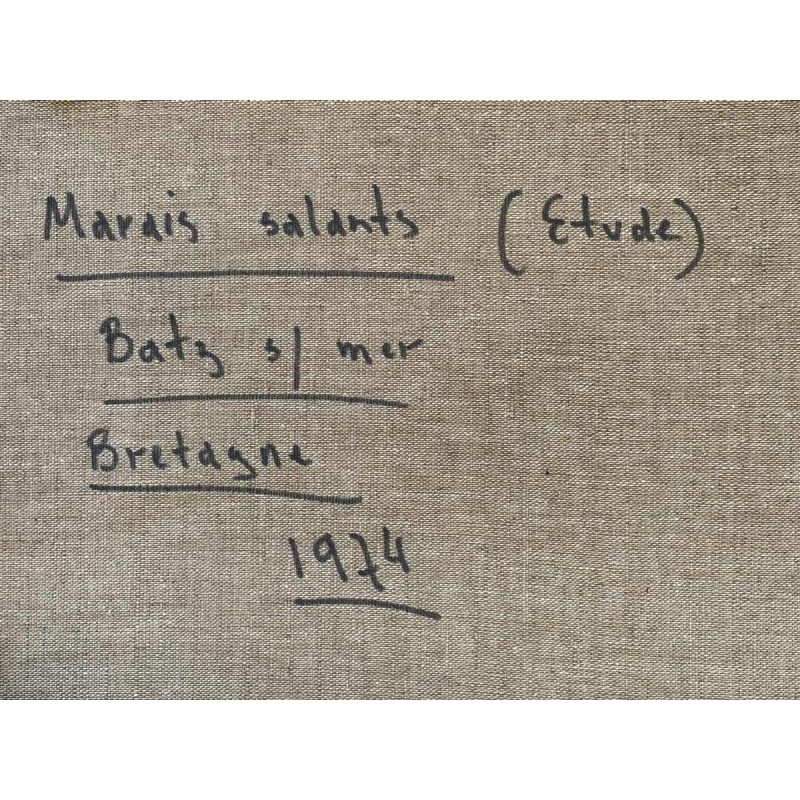 Jacques Vander Elst (1925-1991): “Salt marshes Batz s/mer Brittany 1974” hst