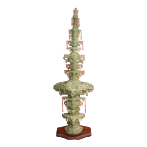 Large 3-storey Chinese tower in jade, mid-20th century