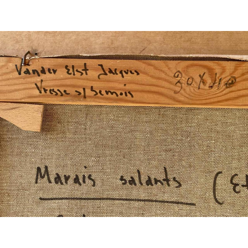 Jacques Vander Elst (1925-1991): « Marais salants Batz s/mer Bretagne 1974 » hst