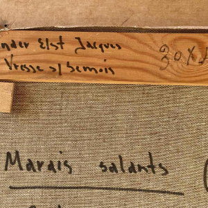 Jacques Vander Elst (1925-1991): « Marais salants Batz s/mer Bretagne 1974 » hst