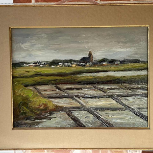 Jacques Vander Elst (1925-1991): « Marais salants Batz s/mer Bretagne 1974 » hst
