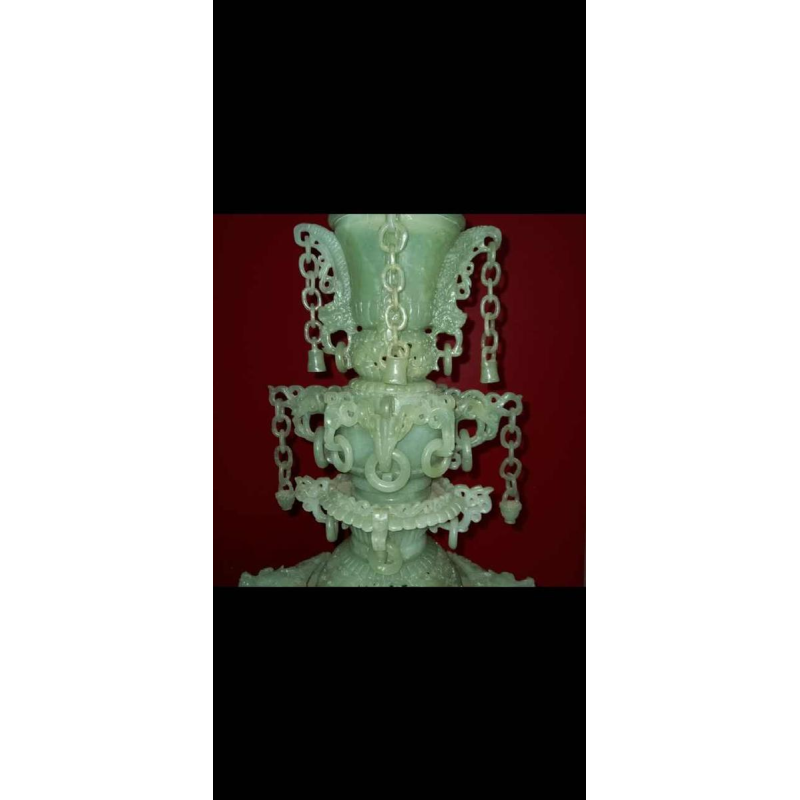 Grote Chinese toren van 3 verdiepingen in jade, Midden 20e eeuw