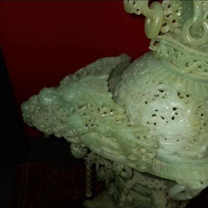 Large 3-storey Chinese tower in jade, mid-20th century