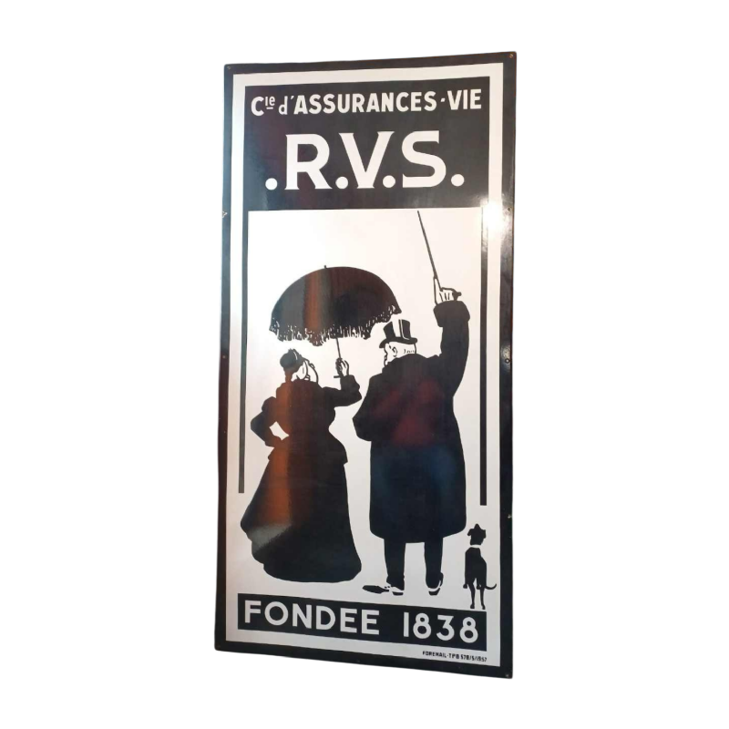 RVS levensverzekeringsmaatschappij, geëmailleerde plaque, 1957