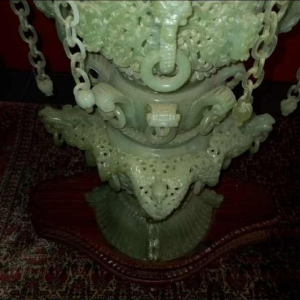 Grote Chinese toren van 3 verdiepingen in jade, Midden 20e eeuw