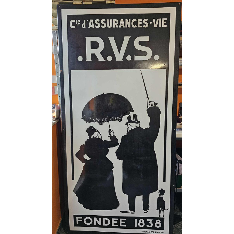 RVS life insurance company, enamelled plaque, 1957