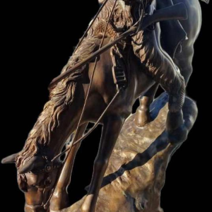 Sculpture monumentale en bronze 'Mountain Man', cheval et cavalier, 20ème siècle