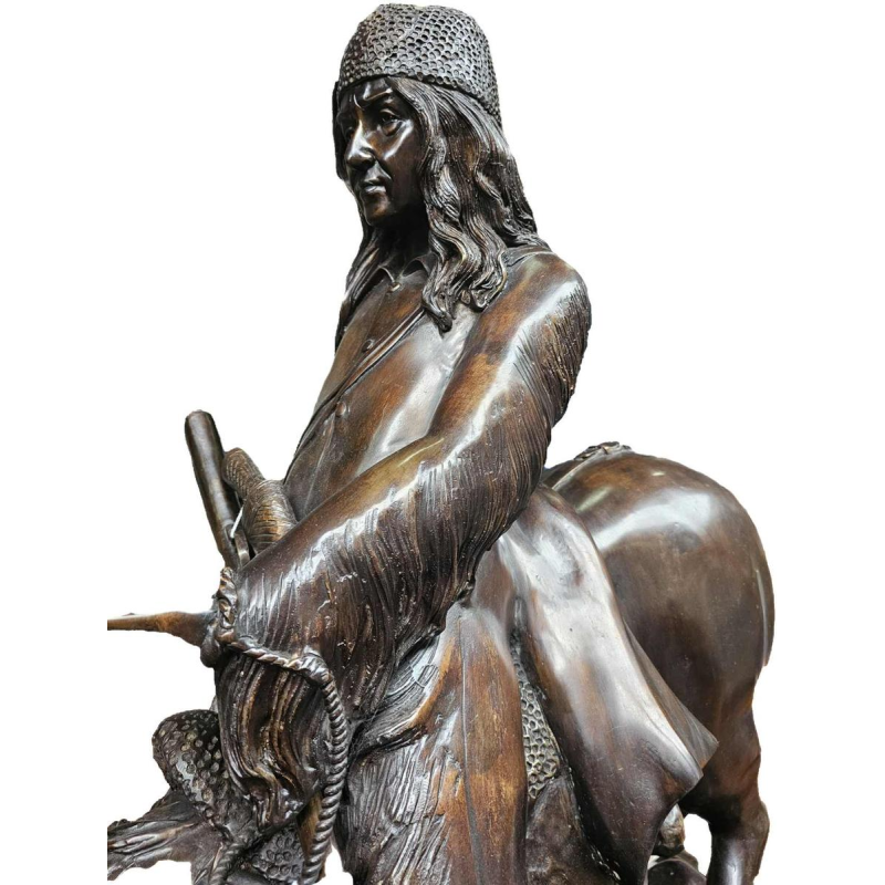 Monumental bronze sculpture Mountain Man, horse and rider, 20th century
