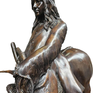 Monumental bronze sculpture Mountain Man, horse and rider, 20th century