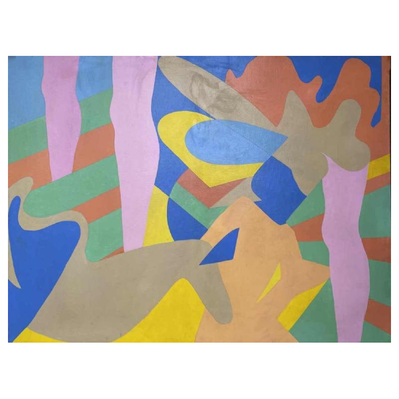 Huile sur toile « POP ART » années vers 1970 signée Manette