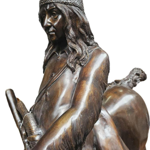 Sculpture monumentale en bronze 'Mountain Man', cheval et cavalier, 20ème siècle