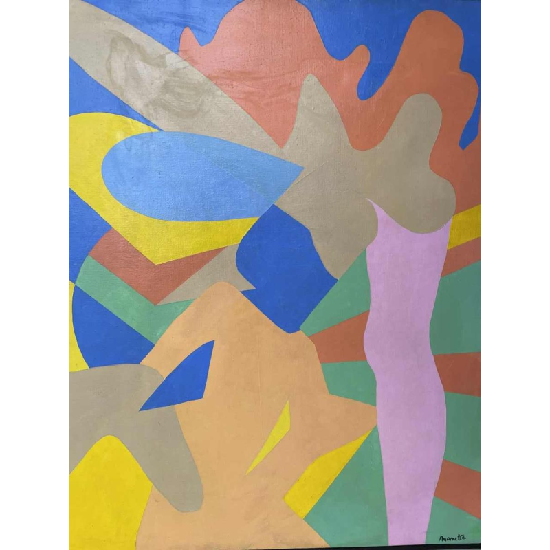 Huile sur toile « POP ART » années vers 1970 signée.