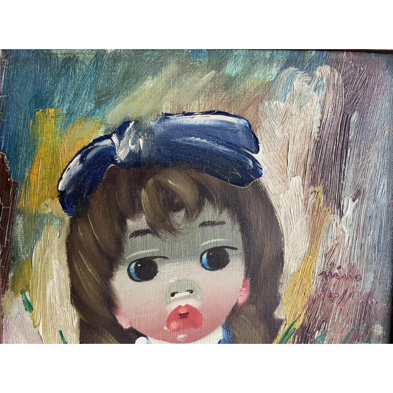 Nino GIUFFRIDA (1924-) Meisje met tulpen olieverf op doek 27,5x22,5 cm