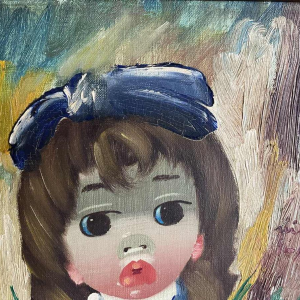 Nino GIUFFRIDA (1924-) Meisje met tulpen olieverf op doek 27,5x22,5 cm