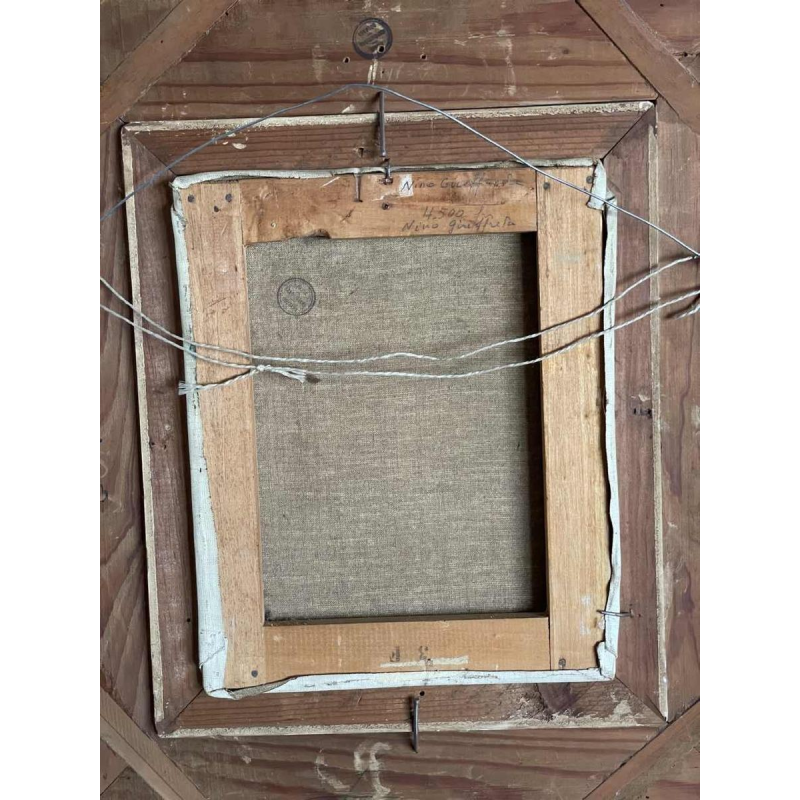 Nino GIUFFRIDA (1924-) « La fillette aux tulipes » huile sur toile 27,5x22,5 cm