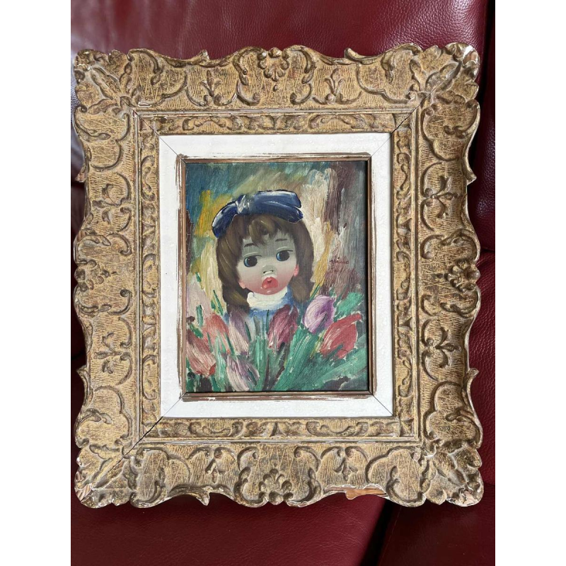 Nino GIUFFRIDA (1924-) Girl with tulips oil on canvas 27.5x22.5 cm