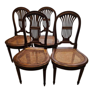 Set of 4 Louis XVI mahogany chairs, hot-air balloon back