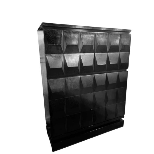 Maison De Coene Frères, Meuble bar et secrétaire de style « brutaliste » en chêne noir, ca 1970