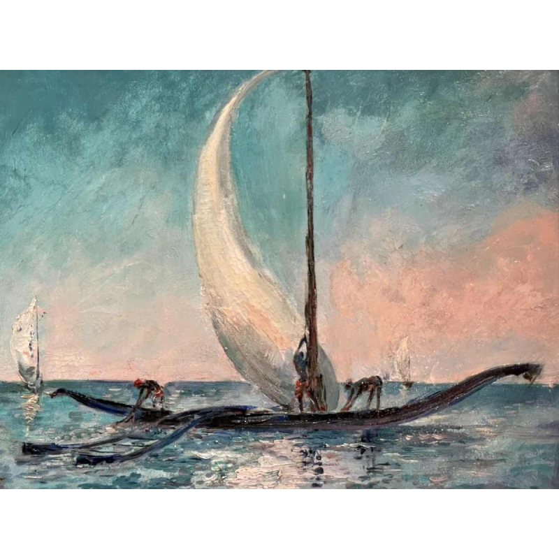 Paul DAXHELET (1905-1993): Fishermen in Zanzibar.