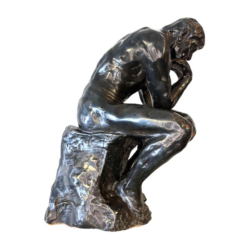 Grande sculpture en bronze à patine noire représentant "le Penseur", reproduction d'Après Auguste Rodin