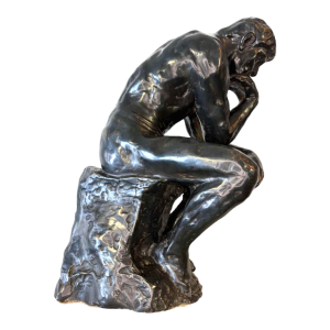 Grande sculpture en bronze à patine noire représentant "le Penseur", reproduction d'Après Auguste Rodin