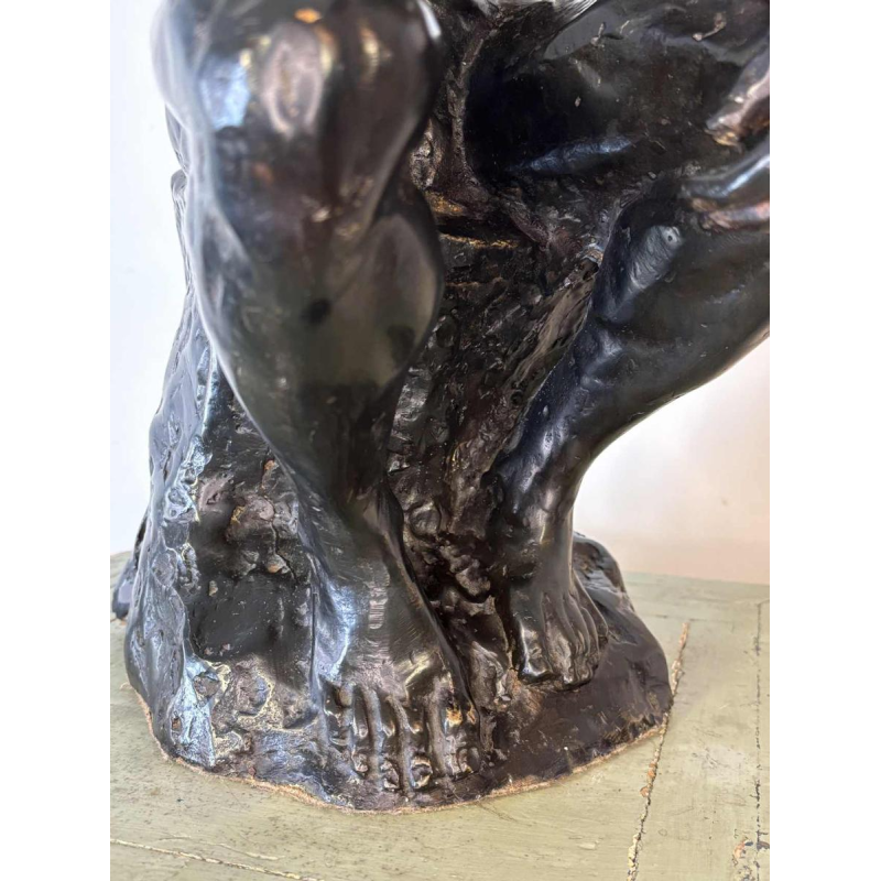 Grande sculpture en bronze à patine noire représentant "le Penseur", reproduction d'Après Auguste Rodin
