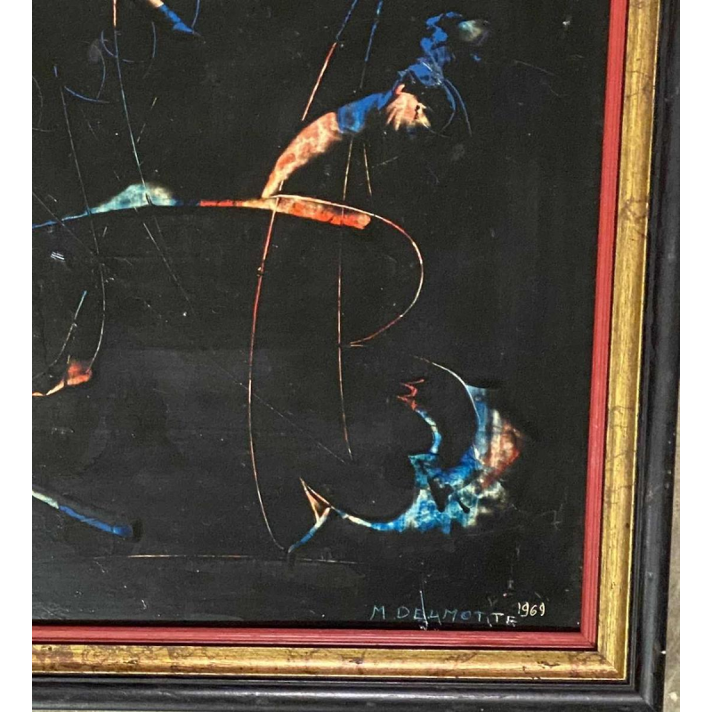 Delmotte Marcel "Composition" painting oil on panel - 1969