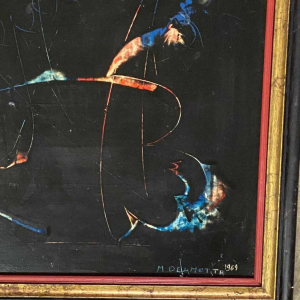Delmotte Marcel "Composition" painting oil on panel - 1969