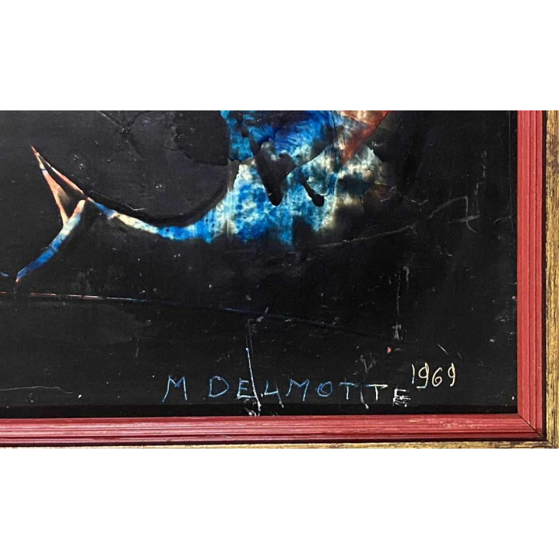 Delmotte Marcel "Composition" painting oil on panel - 1969