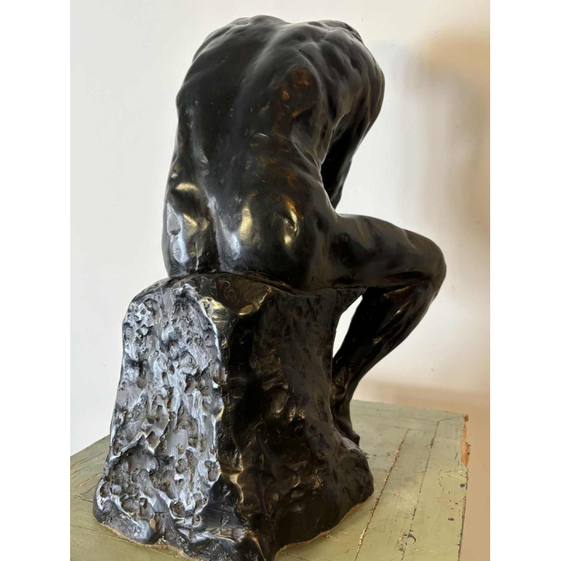 Grande sculpture en bronze à patine noire représentant "le Penseur", reproduction d'Après Auguste Rodin
