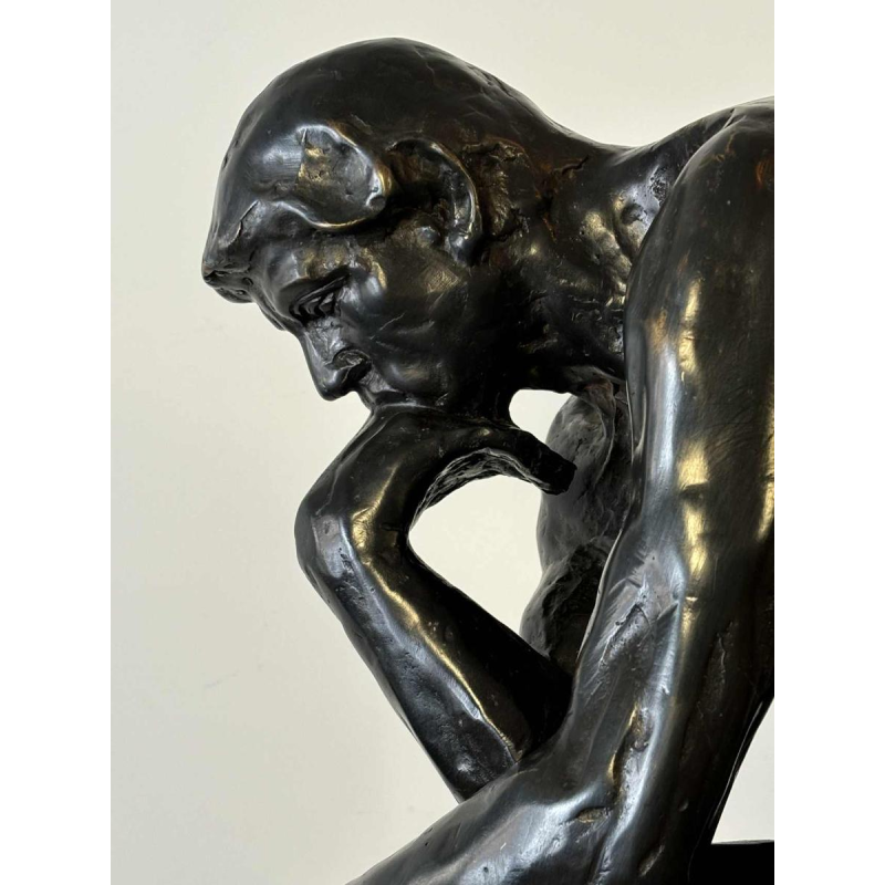 Grande sculpture en bronze à patine noire représentant "le Penseur", reproduction d'Après Auguste Rodin