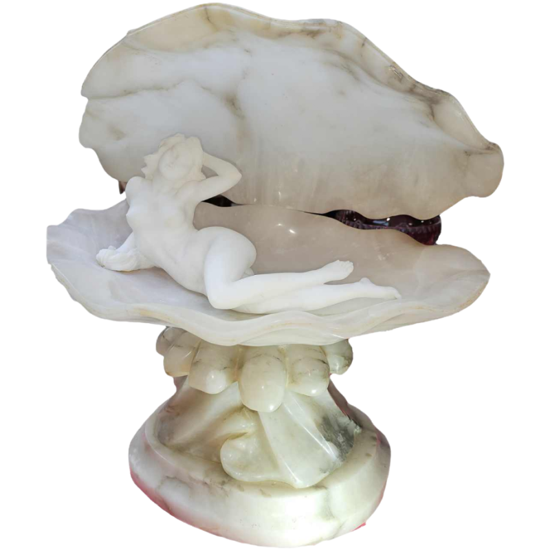 Lampe italienne, sculpture en marbre et albâtre, 20ème siècle