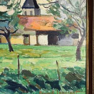 Franck Innocent 'Lente in Heudebouville' post-impressionistische schilderij olieverf op doek, 1978