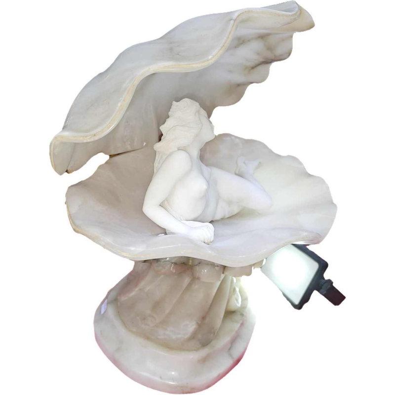 Italian lamp, sculpture in marble and alabaster, 20th century