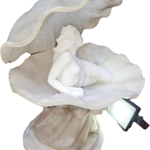 Lampe italienne, sculpture en marbre et albâtre, 20ème siècle