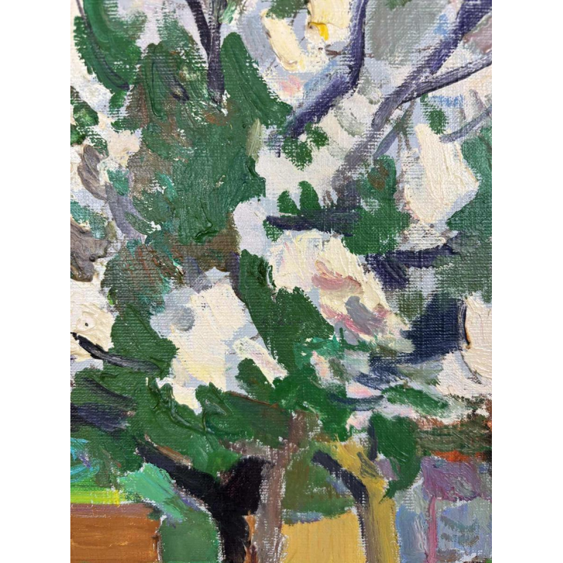 Franck Innocent 'Lente in Heudebouville' post-impressionistische schilderij olieverf op doek, 1978